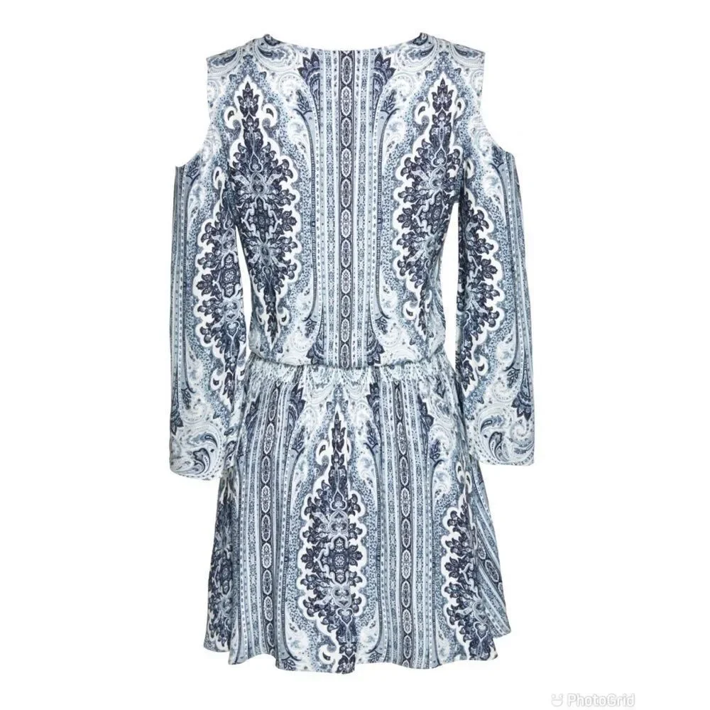 Alice + Olivia Jolene Cold Shoulder Smocked Dress